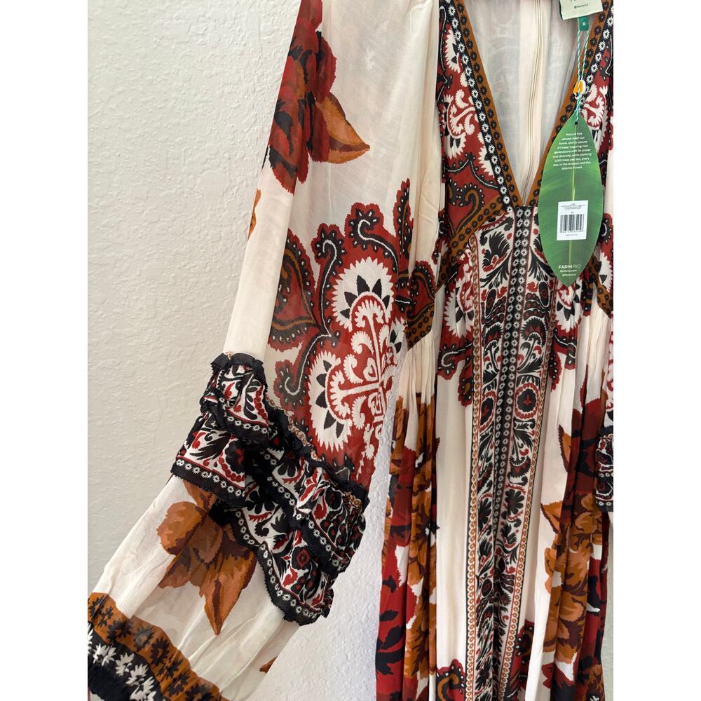 NWT FARM Rio Winter Tapestry Plunging Neck Maxi Boho Dress Medium $315 - Picture 6 of 9